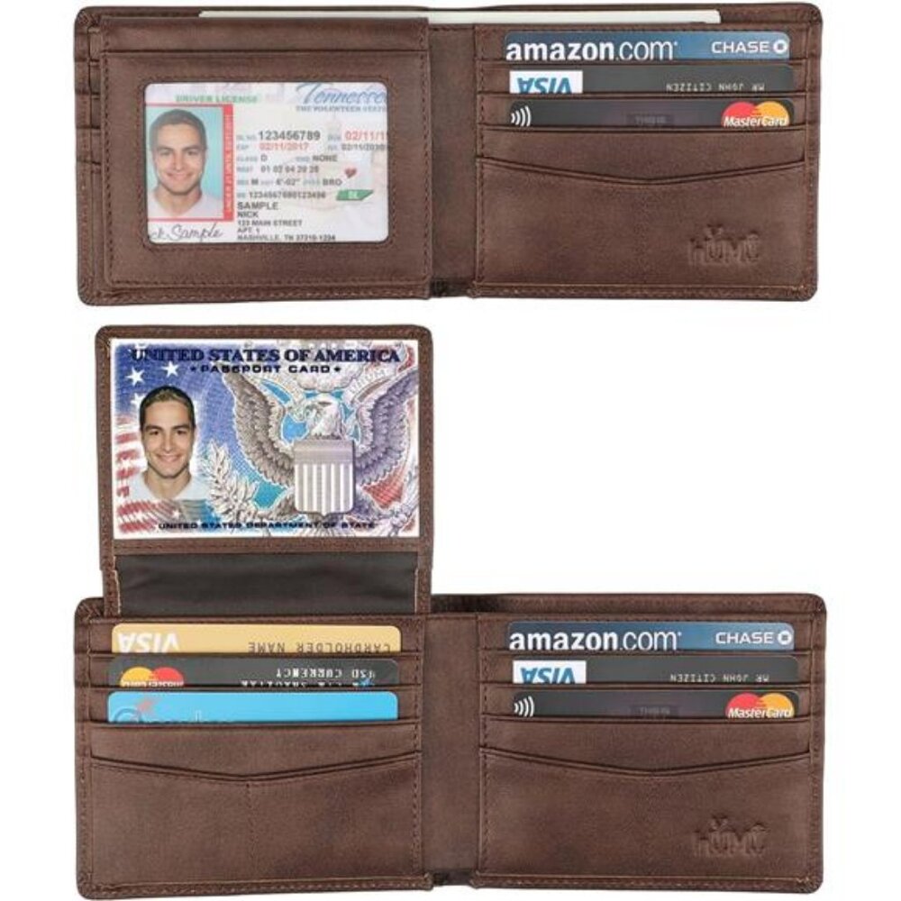Wallet for Men-Genuine Leather RFID Blocking Bifold Wallet With 2 ID Window